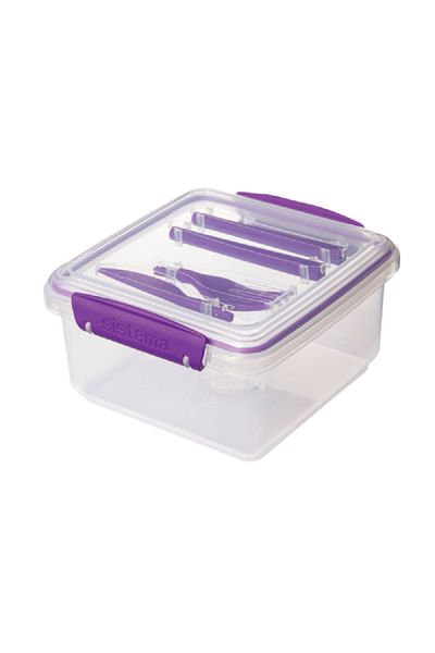 Sistema Lunch Box with Fork and Knife Assorted Color
