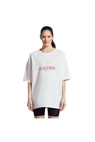 SKECHERS Kadın T-Shirt W Graphic Tee neon print Crew Neck S231296-100