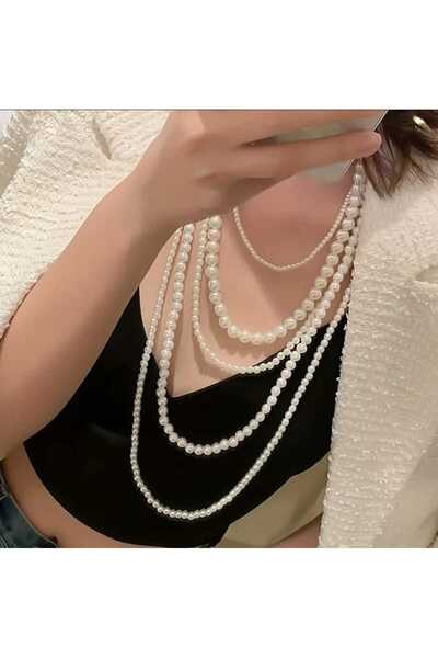 TUHAM AKSESUAR FENOMEN 4 ÇOKLU İNCİ KOLYE