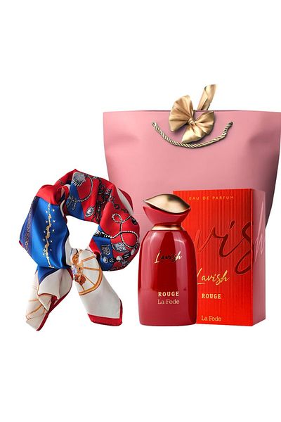 Khadlaj Kisses Set, Khadlaj Lavish Rouge La Fede Eau de Parfum, 100 ml and silk scarf