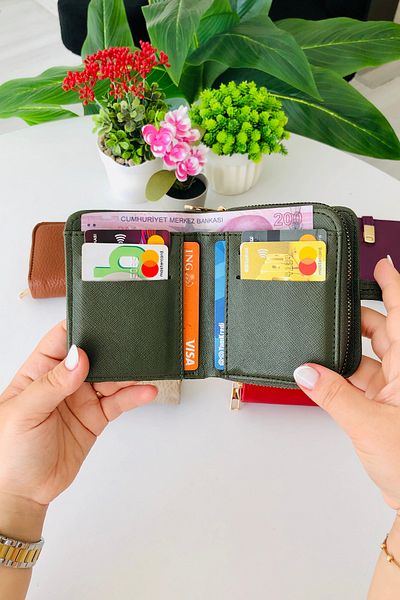 derius Betty Useful Model Soft Textured Khaki Green Women's Wallet (Vegan Leather)