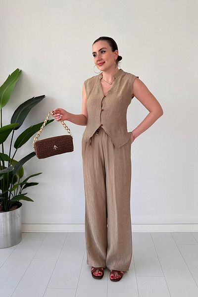 MaziButik Judge Vest Suit Beige
