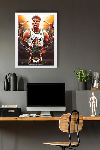 Saturn Pictură înrămată Giannis Antetokounmpo - Pictură poster NBA de baschet