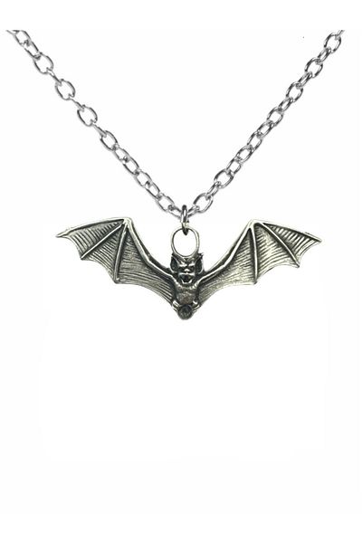 Herşey Nota Bat Figured Unisex Necklace – 60 cm Chain, Gothic and Mysterious Design