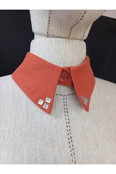 es moda shop Bezia Stone Detailed Removable Linen Collar Tile