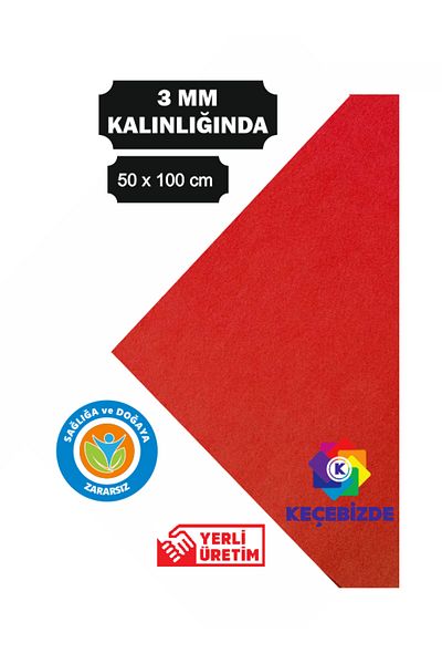 KeçeBizde Red Thick Felt 3 mm 50 X 100 cm Size