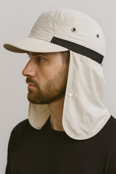 CosmoOutlet Men's Light Beige Color Uv and Neck Protection Outdoor and Camping Hat