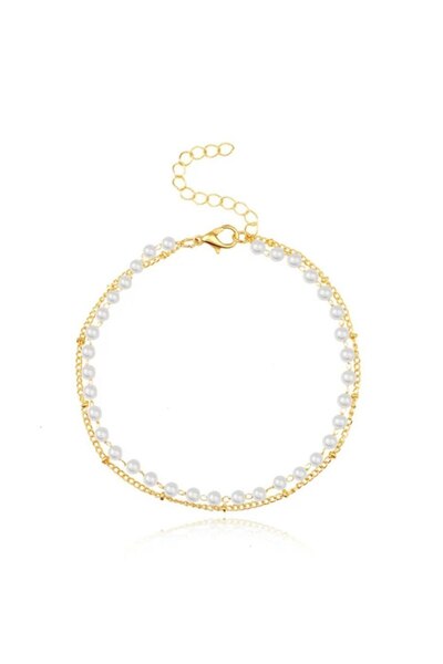 Generic Brand Elegant Double Pearl Chain Bracelet - Dazzles with Its Elegance