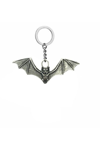 Herşey Nota Unisex Keychain with Bat Figure – Gothic and Mysterious Style Accessory