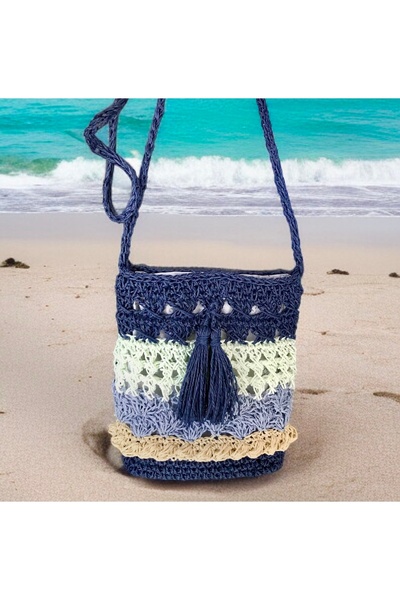 By G Tasarım Colorful Capit Rope Knitted Tassel Bag