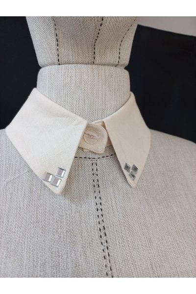 es moda shop Bezia Stone Detailed Removable Linen Collar Beige