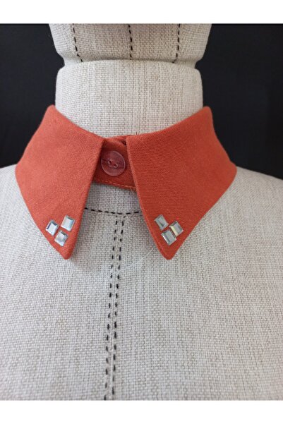 es moda shop Bezia Stone Detailed Removable Linen Collar Tile