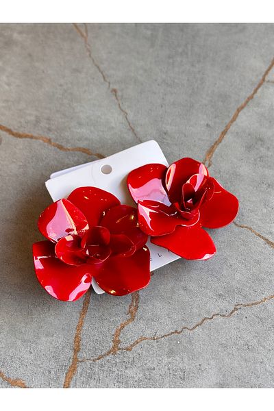 The Simu Rose Patterned Steel Earrings