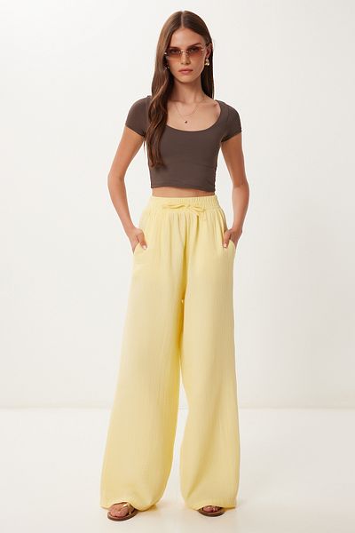 Lovelyİstanbul Muslin Palazzo Trousers Yellow Lmx0008