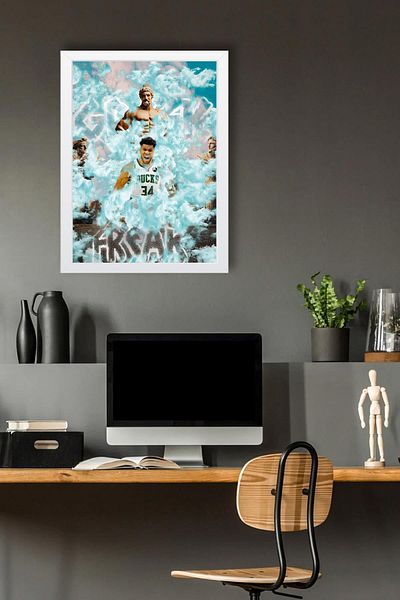 Saturn Pictură înrămată Giannis Antetokounmpo - Pictură poster NBA de baschet