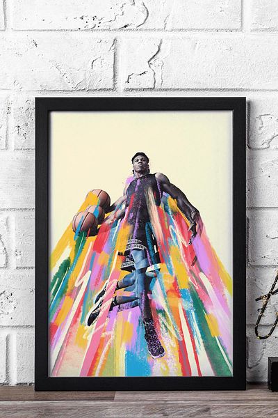Saturn Pictură înrămată Giannis Antetokounmpo - Pictură poster NBA de baschet