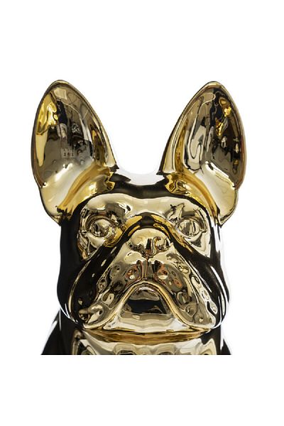 Atmosphera Contemporary Design Stoneware Decorative Bull Dog Statue Gold