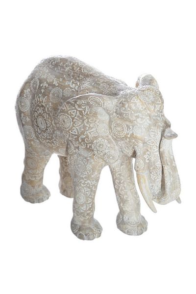 Atmosphera Enzo Decorative Polyresin Elephant Statue Beige and White