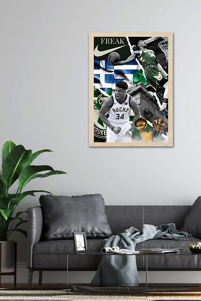 Saturn Pictură înrămată Giannis Antetokounmpo - Pictură poster NBA de baschet