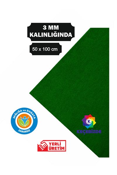 KeçeBizde Dark Green Thick Felt 3 mm 50 X 100 cm Size