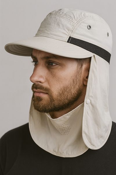 CosmoOutlet Men's Light Beige Color Uv and Neck Protection Outdoor and Camping Hat