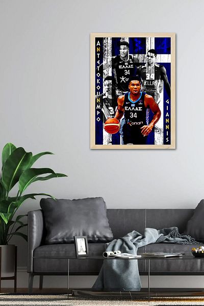 Saturn Pictură înrămată Giannis Antetokounmpo - Pictură poster NBA de baschet