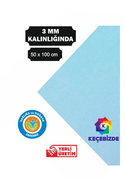 KeçeBizde Baby Blue Thick Felt 3 mm 50 X 100 cm Size