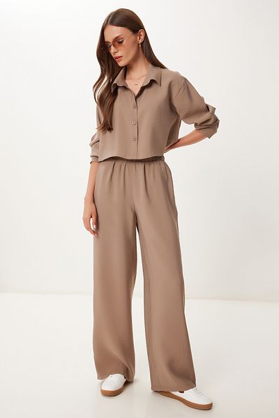 Lovelyİstanbul Modal Shirt Pants Suit Mink Lbv0063
