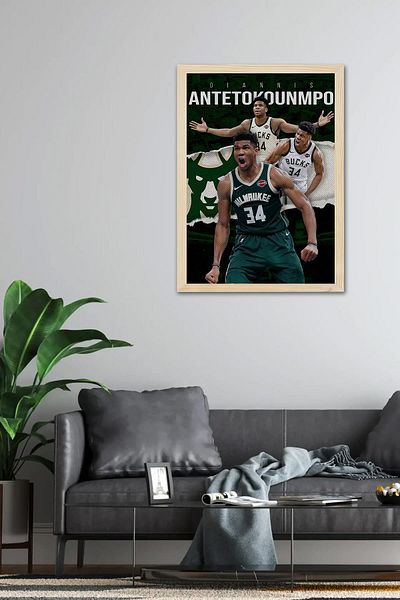 Saturn Pictură înrămată Giannis Antetokounmpo - Pictură poster NBA de baschet