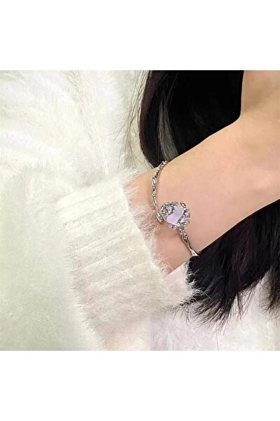 Shiklik Silver Color Rose Model Detailed Steel Bracelet