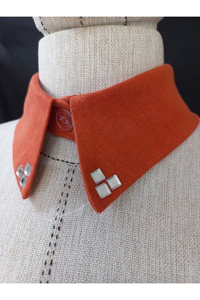 es moda shop Bezia Stone Detailed Removable Linen Collar Tile