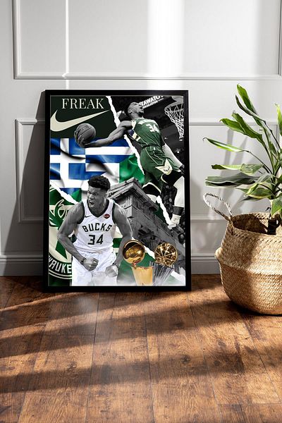 Saturn Pictură înrămată Giannis Antetokounmpo - Pictură poster NBA de baschet