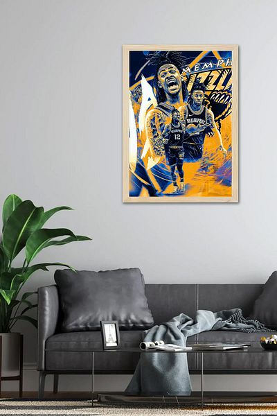 Saturn Pictură cu cadru Ja Morant - Poster NBA Memphis Grizzlies