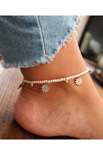 Shiklik MODA Pearl Daisy Model Anklet to Complete Your Elegance