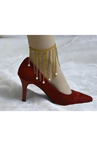 Genel Markalar Zarif İnci Detaylı Altın Renk Kadın Halhal