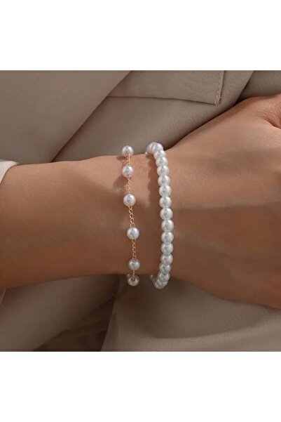 Generic Brand Two Piece Stylish Pearl Bracelet Set