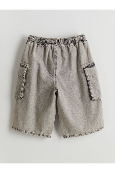 LC Waikiki Loose Fit 100% Cotton Denim Fabric Boy's Cargo Jean Shorts