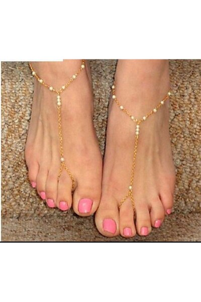 Shiklik MODA 2 Piece Beaded Women's Anklet Set to Complement Your Elegance