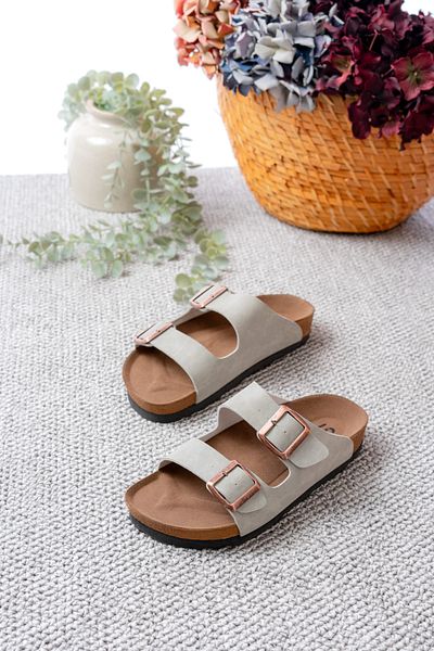 SİLİYA Sly Unisex Orthopedic Sole Slippers Double Banded Buckle Casual & Out Slippers