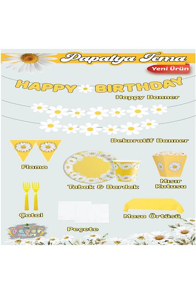 Mini Parti Mini Party Store Daisy Birthday Set for 8 People