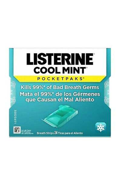 Listerine ليسترين ٢٤ شريطًا بنكهة النعناع المنعش عبوة جيبية، نفس منعش أزرق