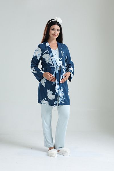 BLACKMORE Set de pijamale de maternitate din bumbac cu model albastru tubă