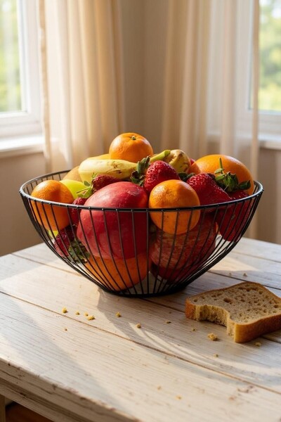 nilşah Dekoratif Metal Kase Meyvelik, 27,5x11cm