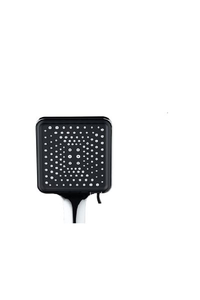 Voli Elegant and Modern Design Square Durable Handheld Shower Black and Chrome 15cm