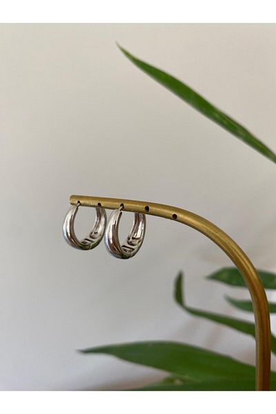 marsel aksesuar Xuping Oval Beveled Cut Silver Earrings