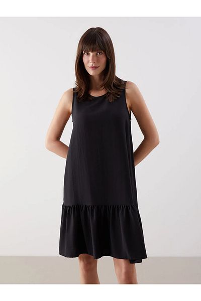 LC Waikiki Lcw Comfort Black Crew Neck Midi Dress
