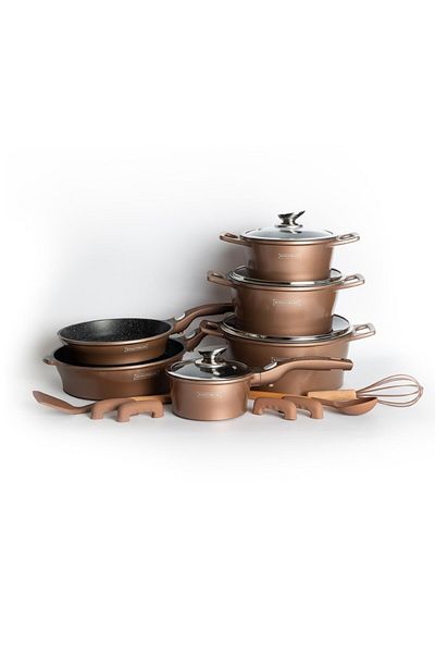 Royalty Line Royaly Line ES 2014M 14-piece pots and pans set with lids,, non-stick, marbled, induction
