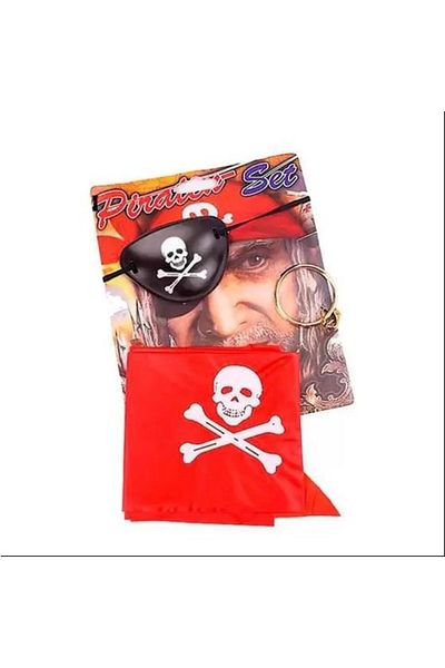 Elloura Pirate Bandana, Eye Mask and Earrings Costume Set of 3
