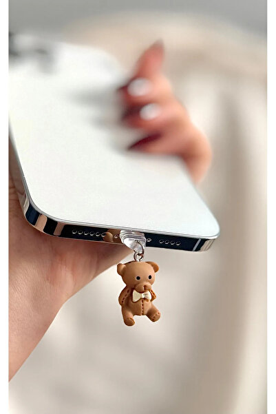 MİRAZ TASARIM IPHONE UYUMLU AYICIKLI KAWAİİ TARZ ŞARJ GİRİŞ KORUMA CHARMI TEL...