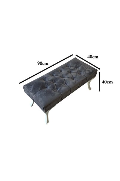 HOMDEP Antrasit Gri Puf Bench Kapıönü Bench Puf Antre Oturma Bankı Gri Puf Be...